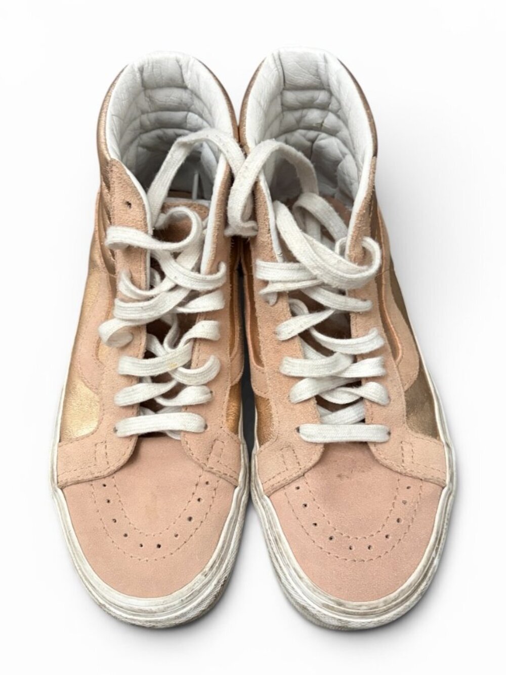 Van's Sk8-Hi Reissue Sneakers Gold Metallic Suede Colorway Women's 5.5 - Picture 3 of 5